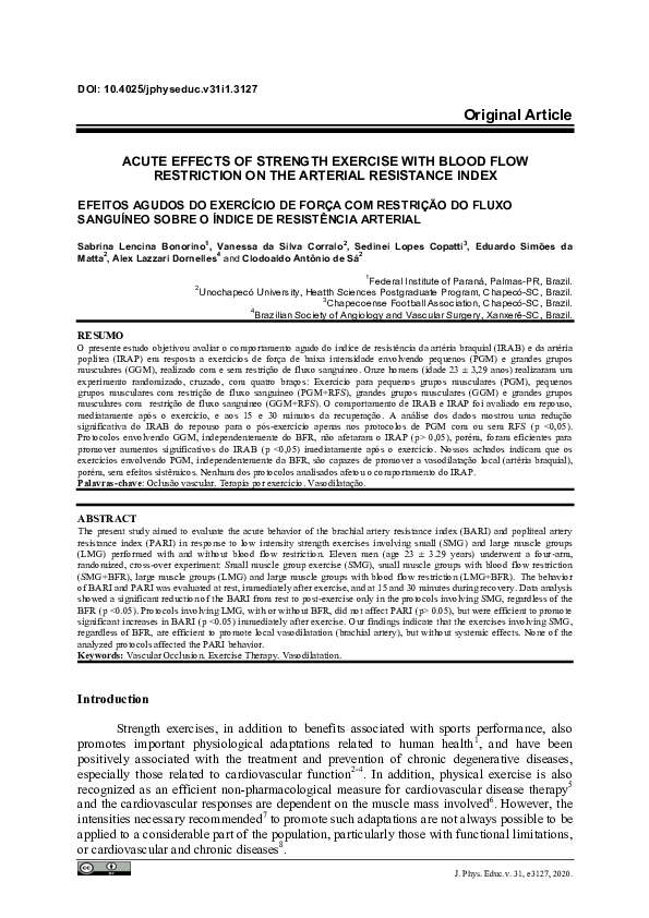(PDF) Acute effects of strength exercise with blood flow restriction on ...