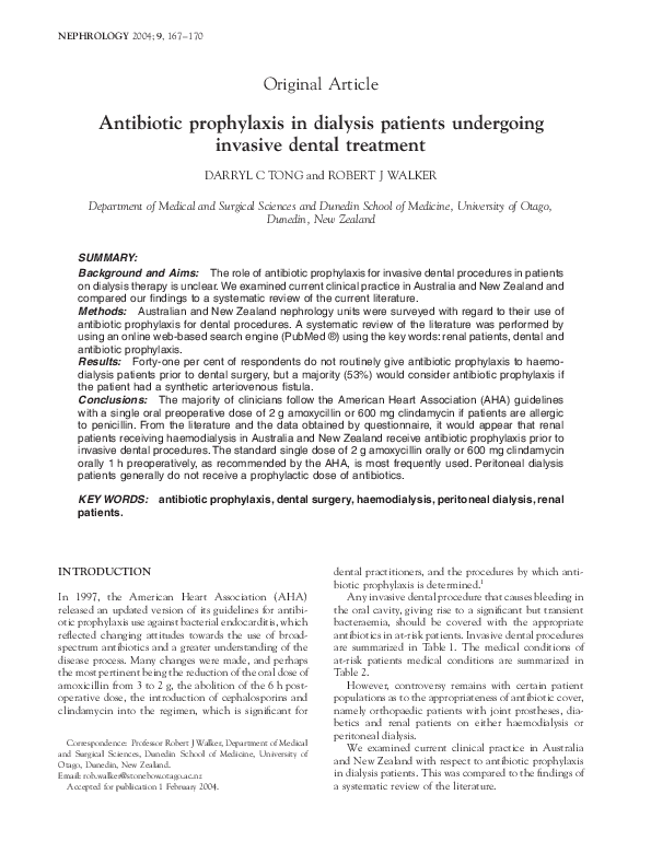 (PDF) Antibiotic prophylaxis in dialysis patients undergoing invasive