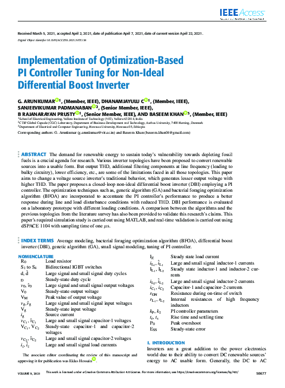 (PDF) Implementation of Optimization-Based PI Controller Tuning for Non ...