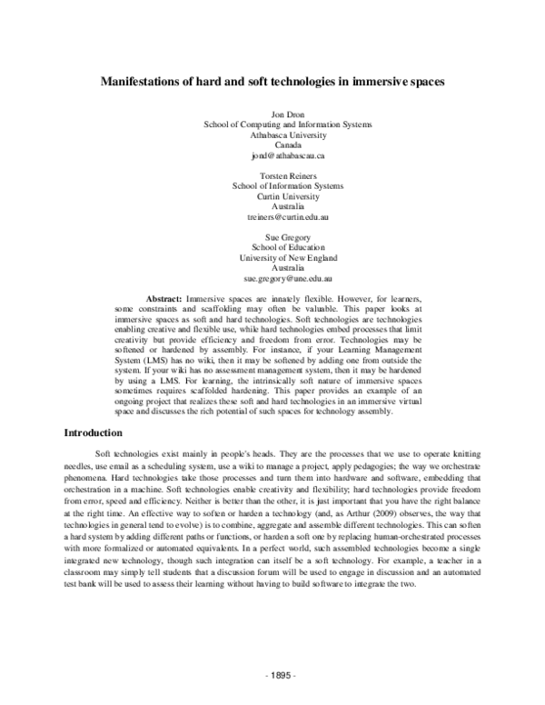 (PDF) Manifestations of hard and soft technologies in immersive spaces