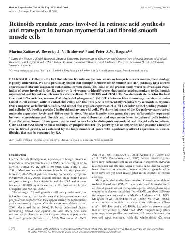 (PDF) Retinoids regulate genes involved in retinoic acid synthesis and ...