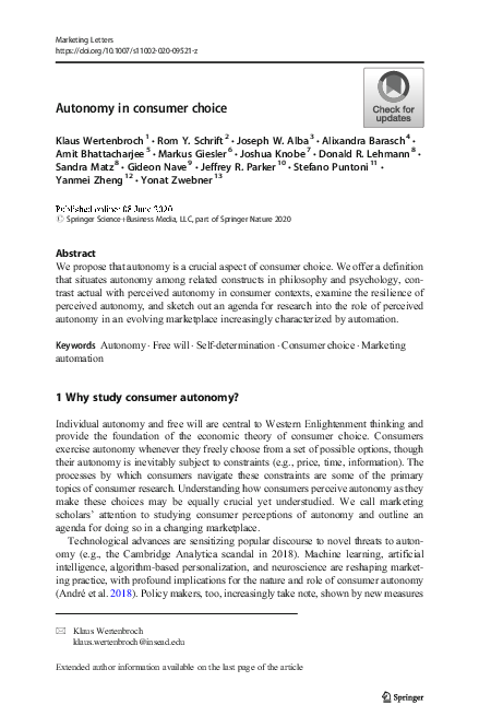 (PDF) Autonomy in consumer choice
