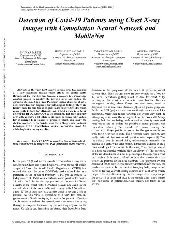 (PDF) Detection of Covid-19 Patients using Chest X-ray images with ...