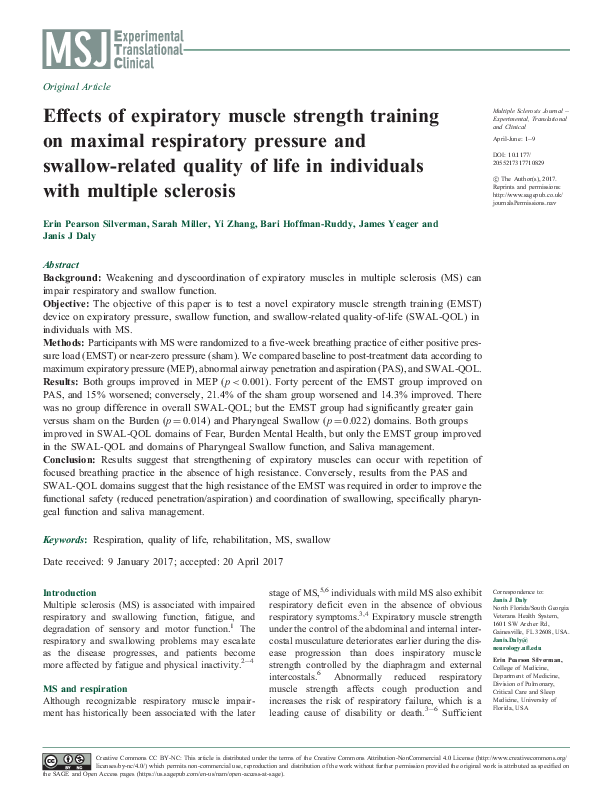 (PDF) Effects of expiratory muscle strength training on maximal ...