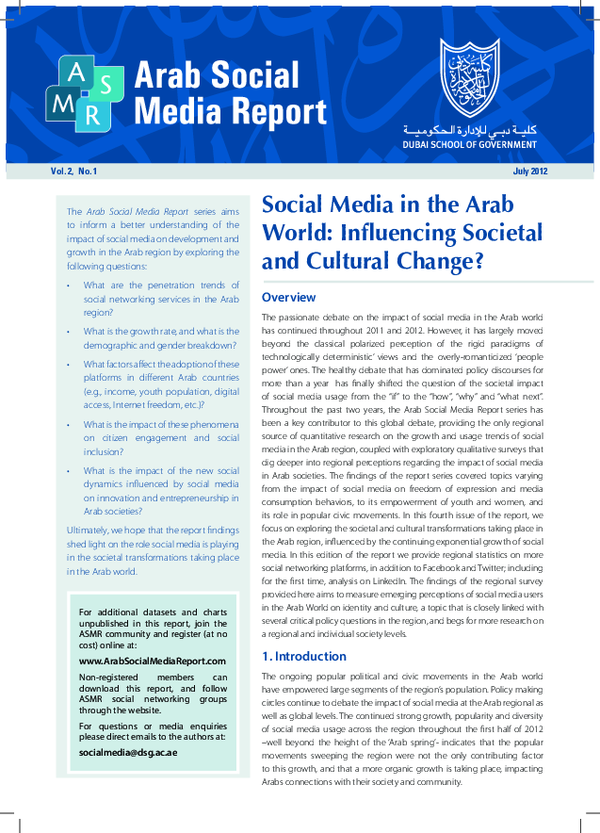 (PDF) Social Media in the Arab World: Influencing Societal and Cultural ...
