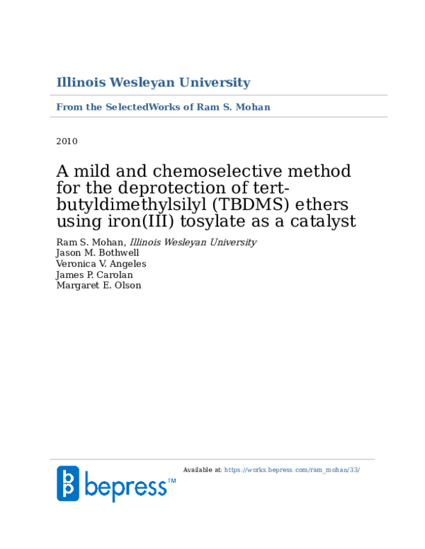 (PDF) A mild and chemoselective method for the deprotection of tert ...