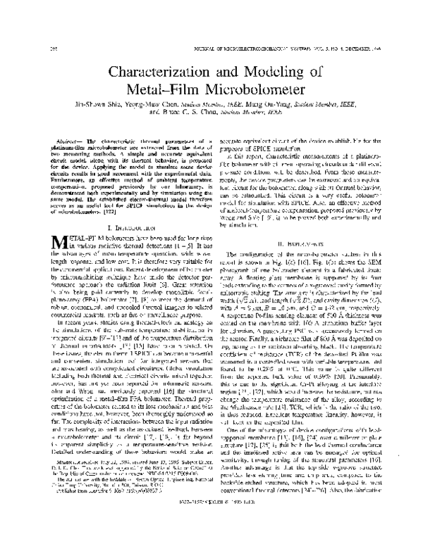 (PDF) Characterization and modeling of metal-film microbolometer