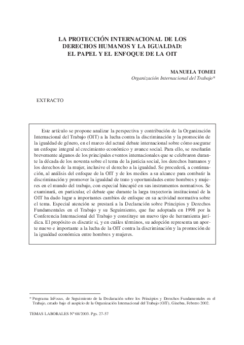 (PDF) La protección internacional de los Derechos Humanos y la igualdad ...