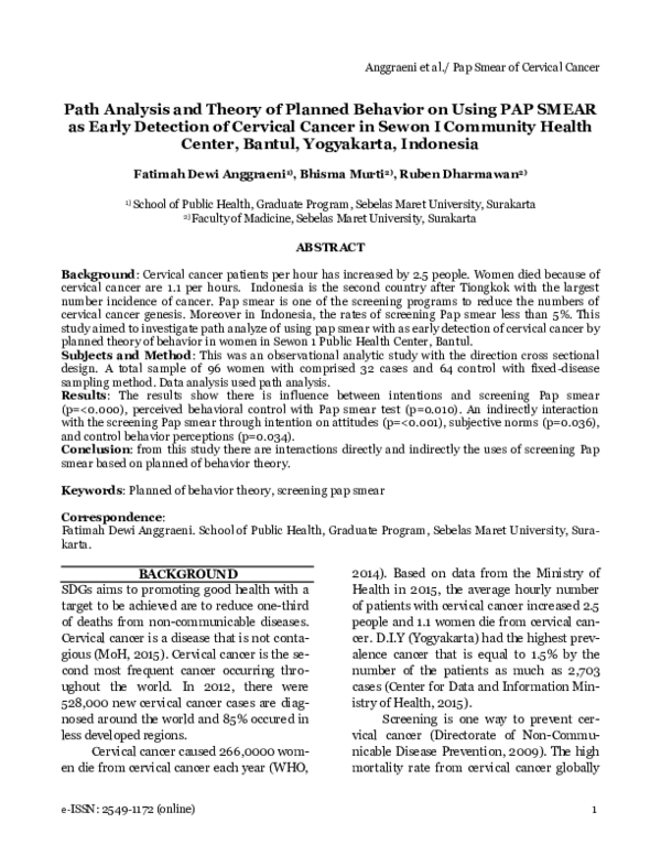 (PDF) Path Analysis and Theory of Planned Behavior on Using PAP SMEAR ...