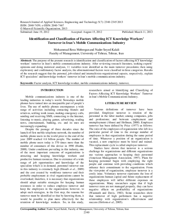  PDF Identification And Classification Of Factors Affecting ICT 