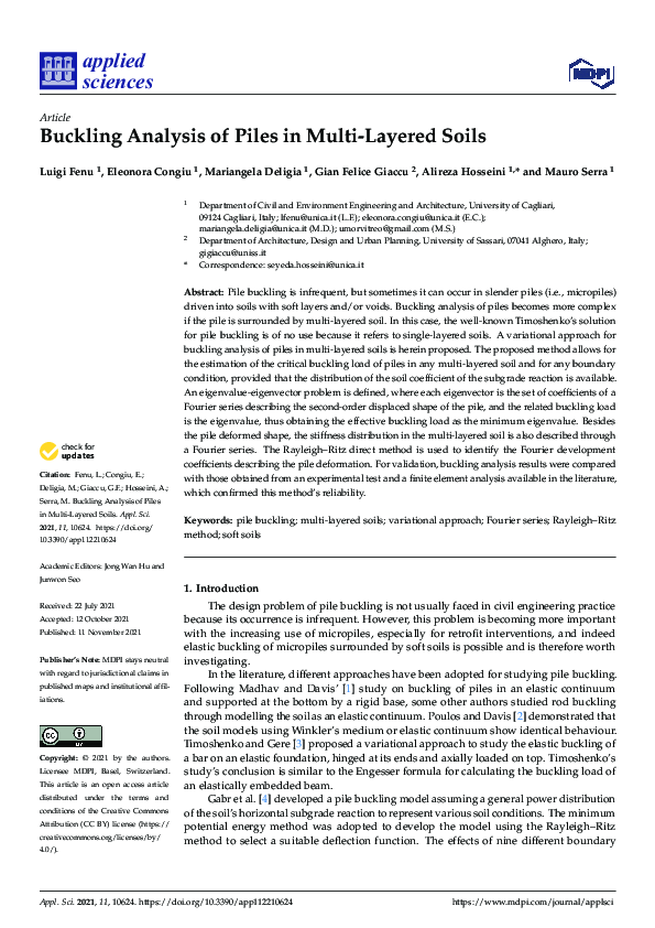 (PDF) Buckling Analysis of Piles in Multi-Layered Soils