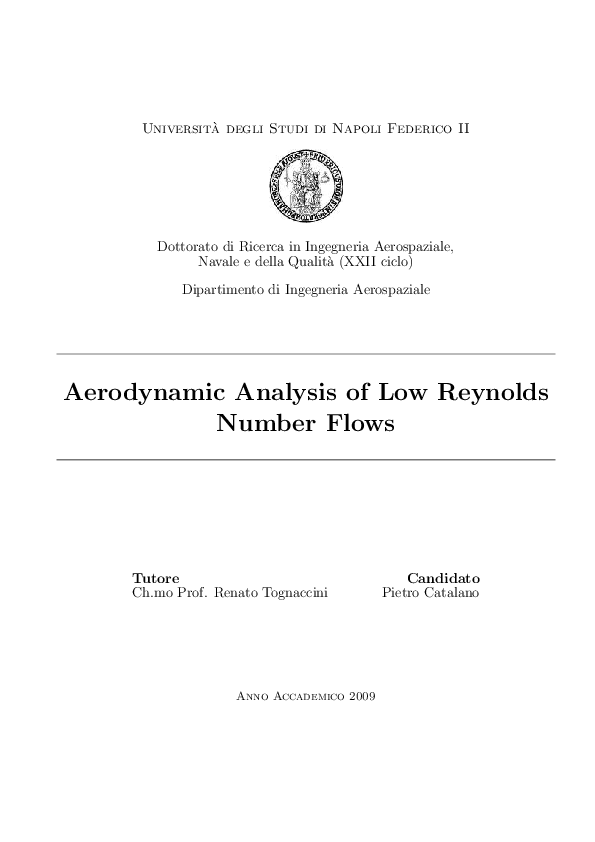 (PDF) Aerodynamic Analysis of Low Reynolds Number Flows