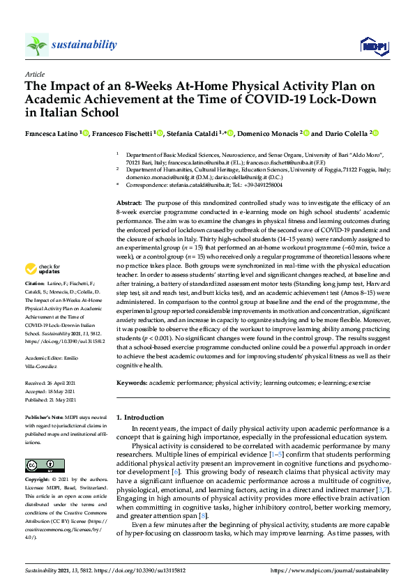 (PDF) The Impact of an 8-Weeks At-Home Physical Activity Plan on ...