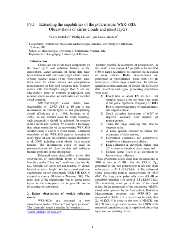 (PDF) P3. 1 Extending the capabilities of the polarimetric WSR-88D ...