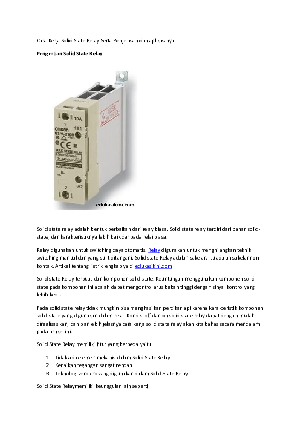 (DOC) Cara Kerja Solid State Relay Serta Penjelasan dan aplikasinya ...