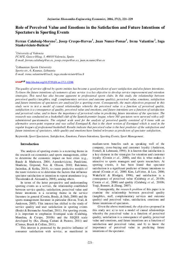 (PDF) The role of perceived value and emotions in the satisfaction and ...