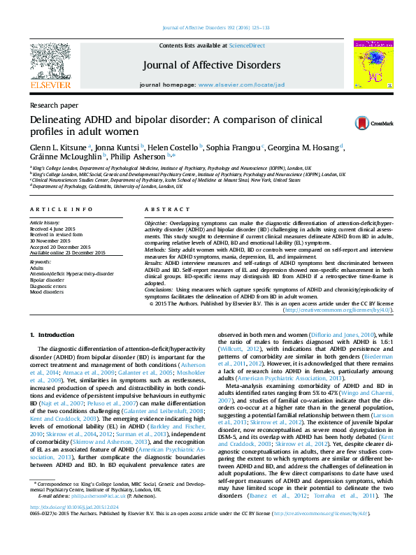 (PDF) Delineating ADHD and bipolar disorder: A comparison of clinical ...