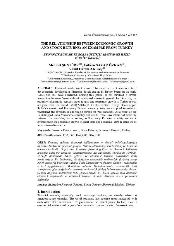 (PDF) The Relationship Between Economic Growth and Stock Returns ...