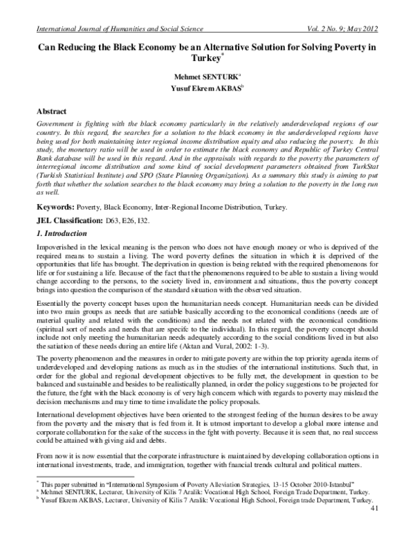 (PDF) Can Reducing the Black Economy be an Alternative Solution for