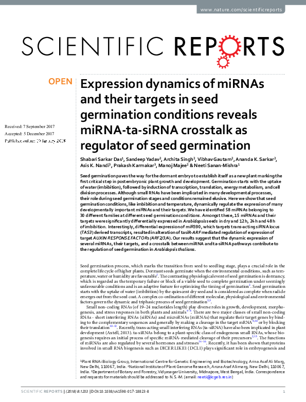 (PDF) Expression dynamics of miRNAs and their targets in seed ...