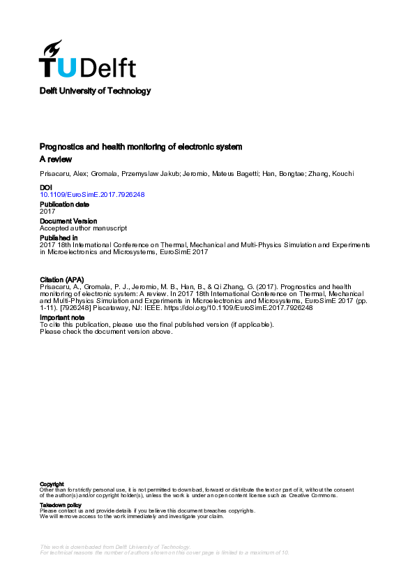(PDF) Prognostics and health monitoring of electronic system: A review