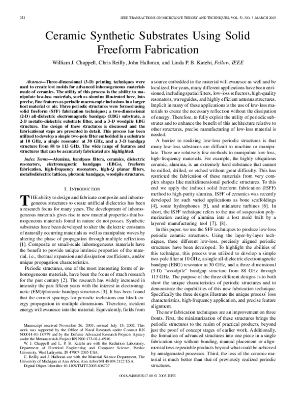(PDF) Ceramic synthetic substrates using solid freeform fabrication