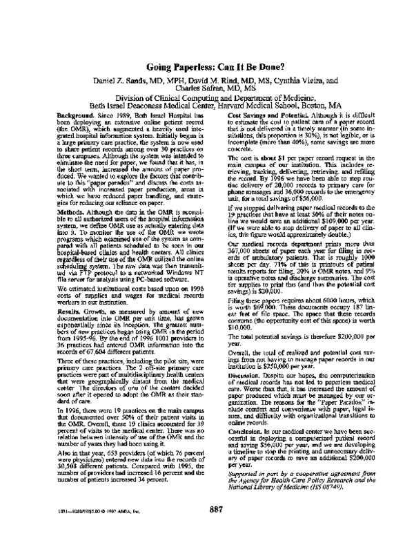 (PDF) Going Paperless: Can It Be Done?