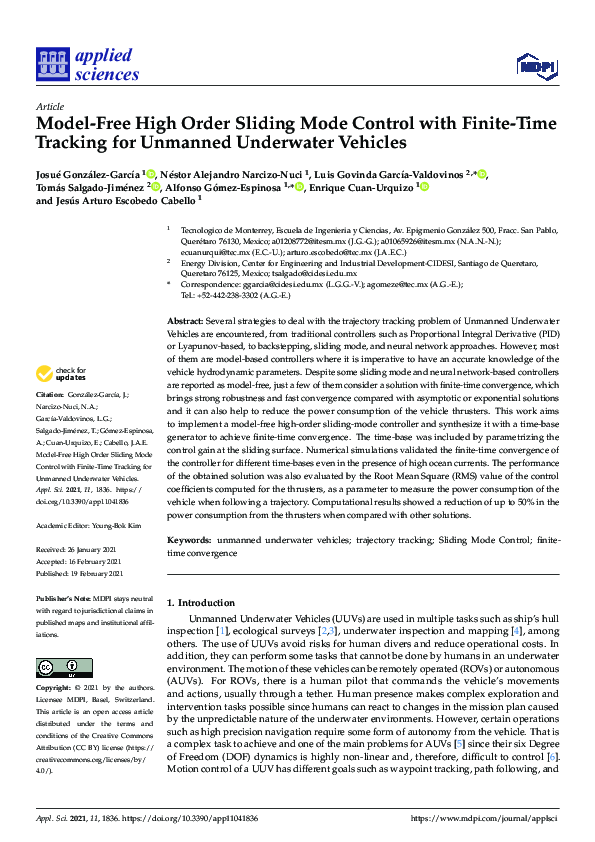 (PDF) Model-Free High Order Sliding Mode Control with Finite-Time ...