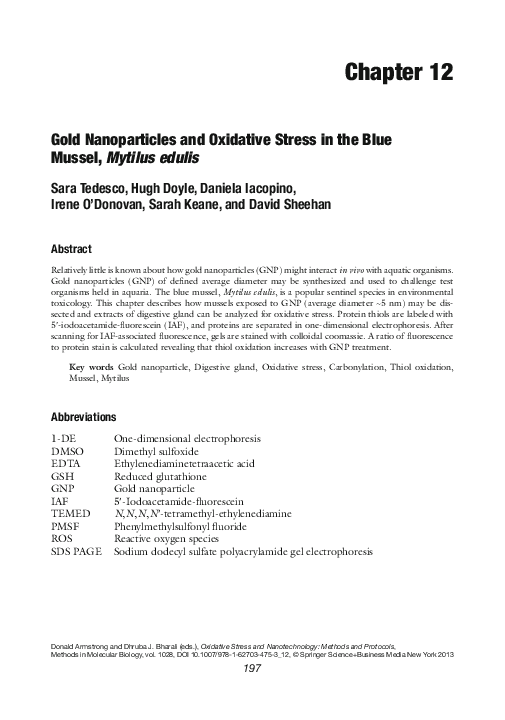 (PDF) Gold Nanoparticles and Oxidative Stress in the Blue Mussel ...