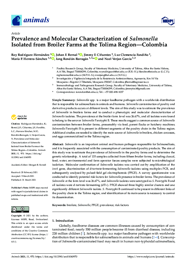 (PDF) Prevalence and Molecular Characterization of Salmonella Isolated ...