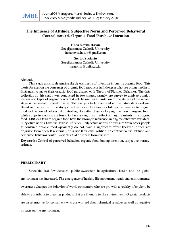(PDF) The Influence of Attitude, Subjective Norm and Perceived ...