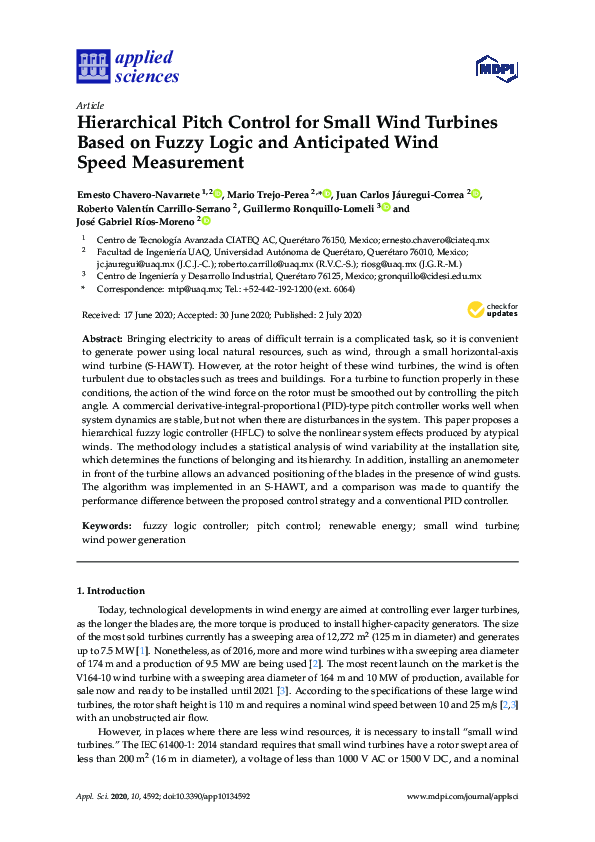 (PDF) Hierarchical Pitch Control for Small Wind Turbines Based on Fuzzy ...