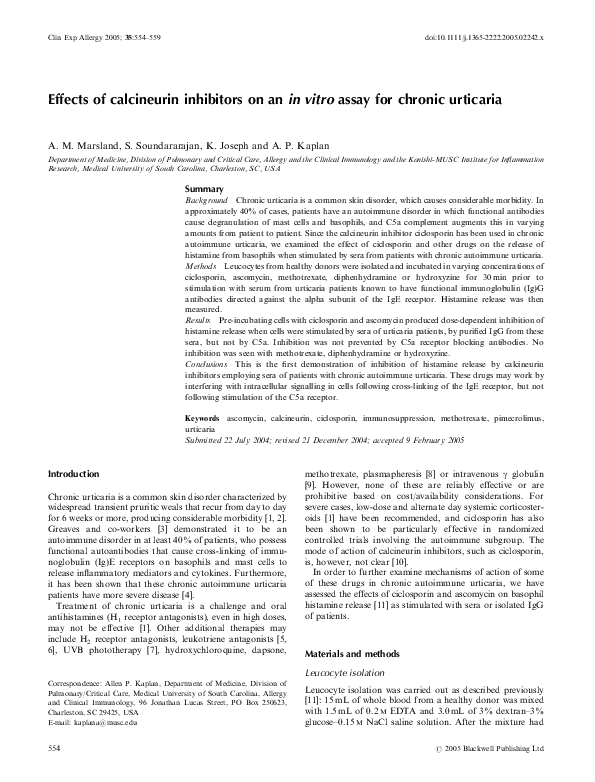 (PDF) Effects of calcineurin inhibitors on an in vitro assay for ...