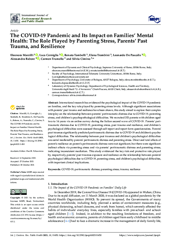 (PDF) The COVID-19 Pandemic and Its Impact on Families’ Mental Health ...