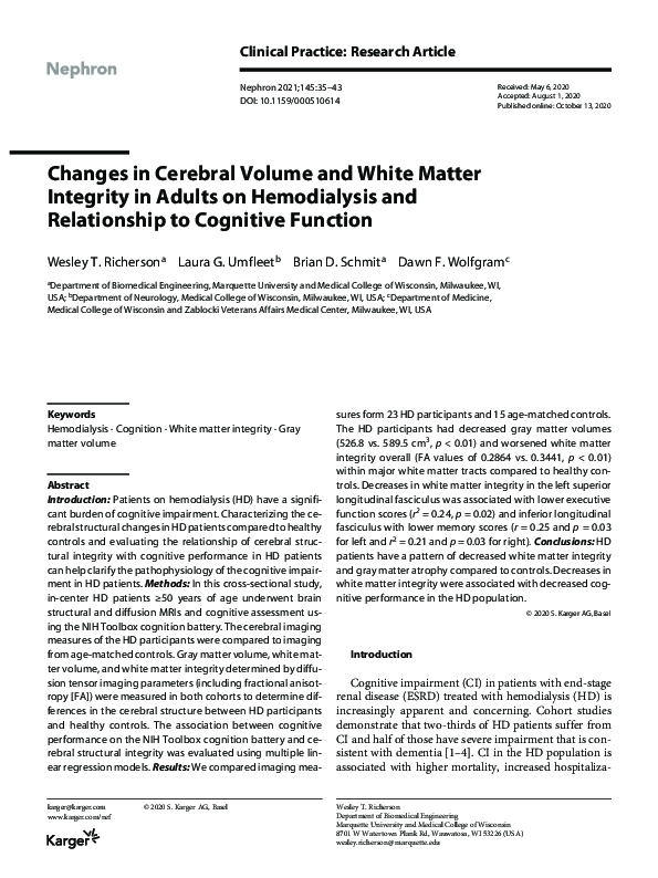 (PDF) Changes in Cerebral Volume and White Matter Integrity in Adults ...