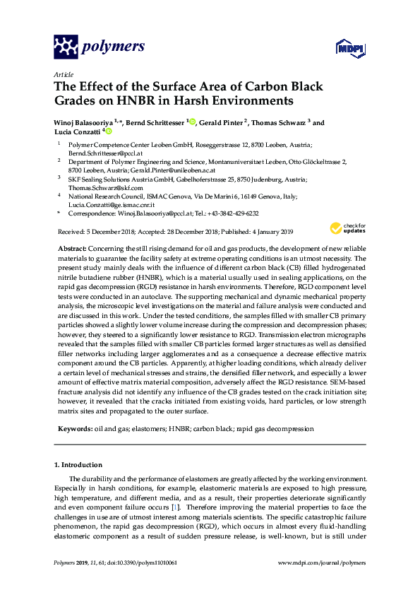 (PDF) The Effect of the Surface Area of Carbon Black Grades on HNBR in ...
