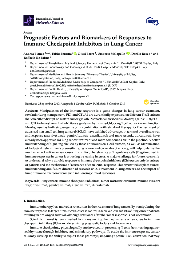 (PDF) Prognostic Factors and Biomarkers of Responses to Immune ...