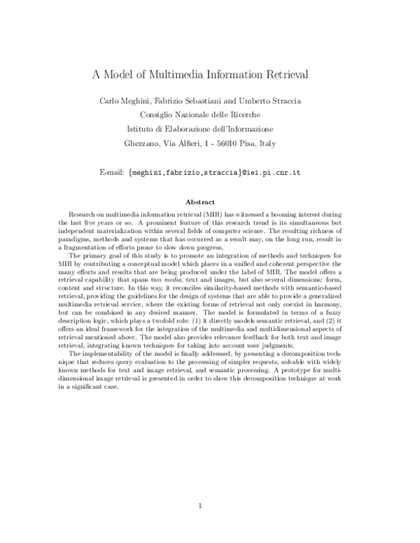 (PDF) A model of multimedia information retrieval