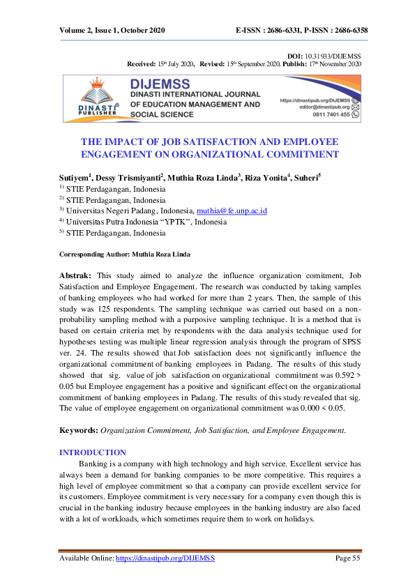 (PDF) The Impact of Job Satisfaction and Employee Engagement on ...