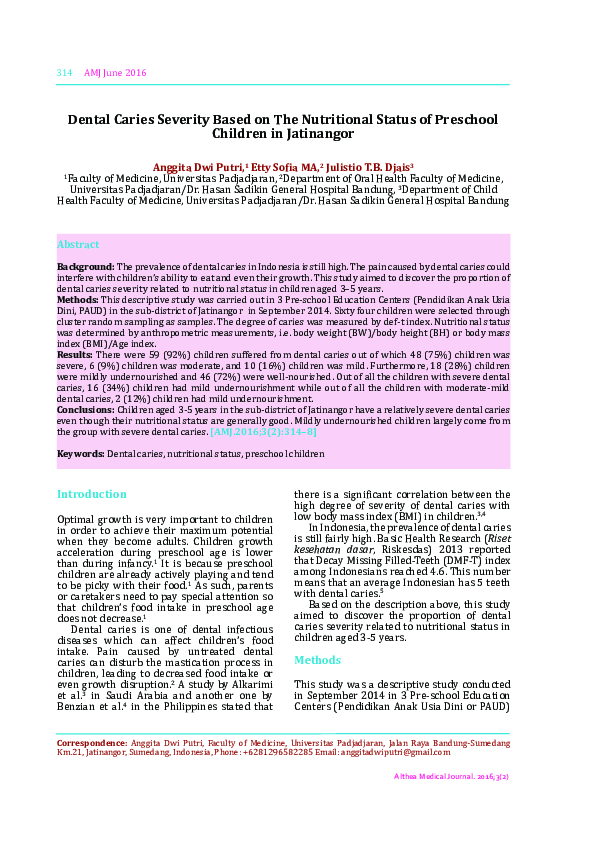 (PDF) Overview of Dental Caries Severity and Nutritional Status in ...