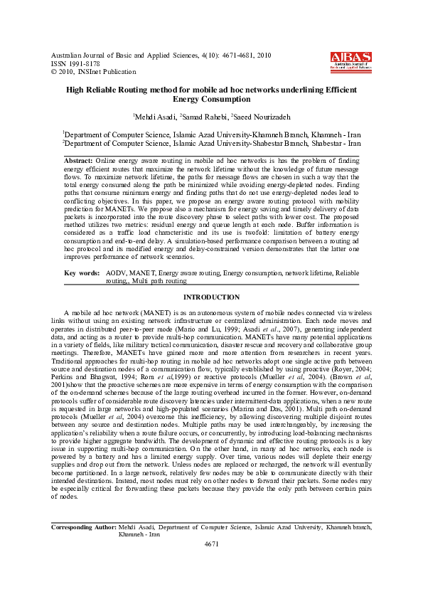 (PDF) High Reliable Routing method for mobile ad hoc networks ...