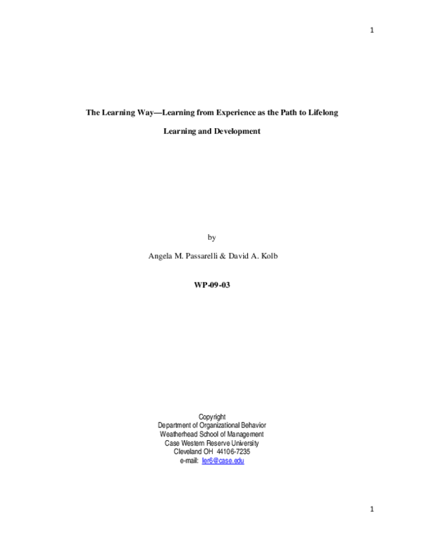 (PDF) The Learning Way Learning from Experience as the Path to Lifelong ...