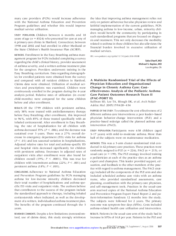 (PDF) A Multisite Randomized Trial of the Effects of Physician ...