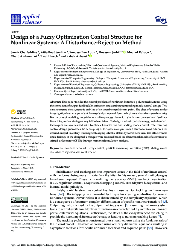 (PDF) Design of a Fuzzy Optimization Control Structure for Nonlinear ...