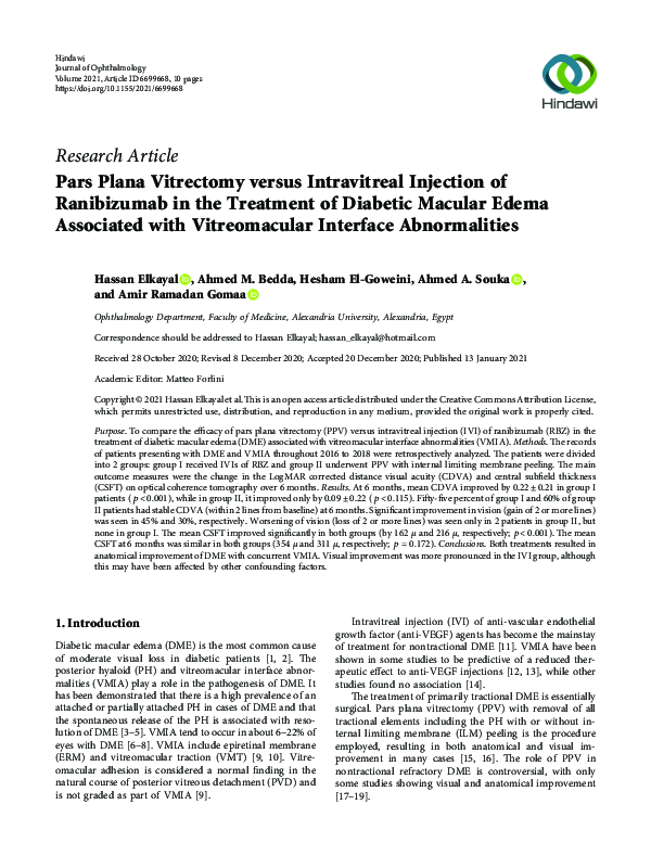 (PDF) Pars Plana Vitrectomy versus Intravitreal Injection of ...