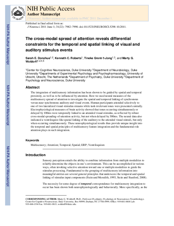 (PDF) The Cross-Modal Spread of Attention Reveals Differential ...