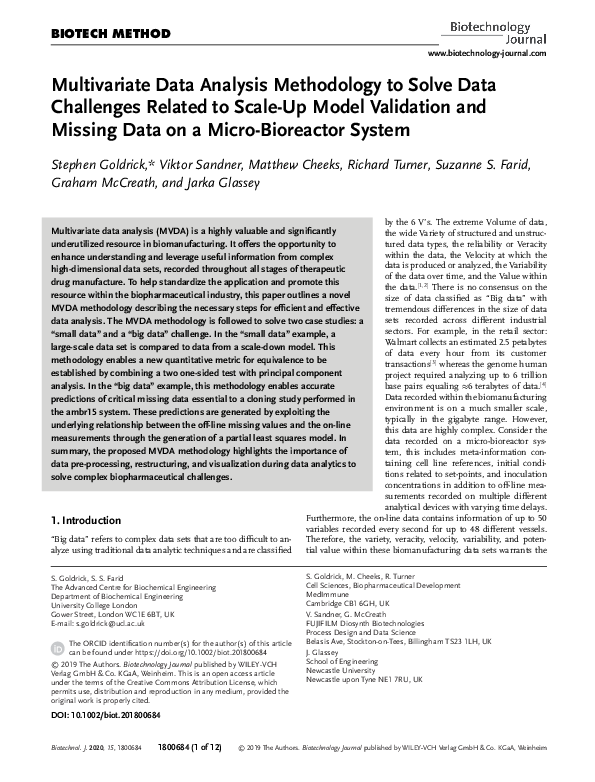 (PDF) Multivariate Data Analysis Methodology to Solve Data Challenges ...