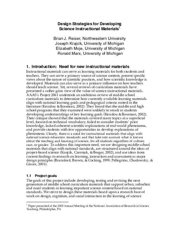 (PDF) Design strategies for developing science instructional materials
