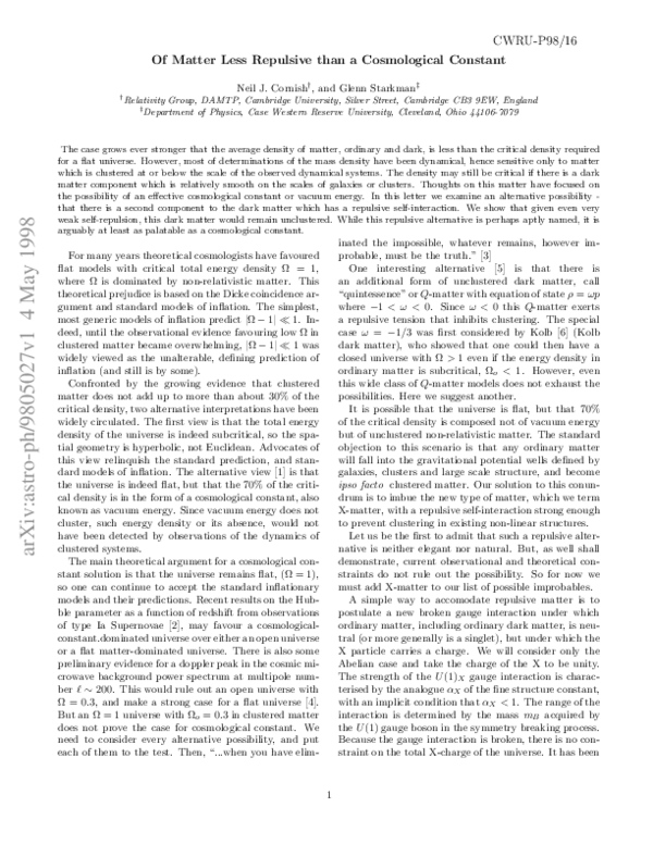 (PDF) Of matter less repulsive than a cosmological constant