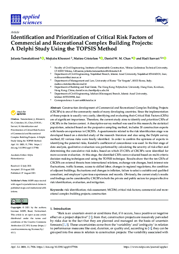 (PDF) Identification and Prioritization of Critical Risk Factors of ...